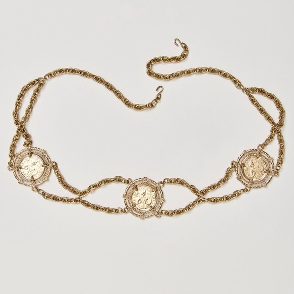 NWT Free People Bronze Age Chain Belt in Gold Rush